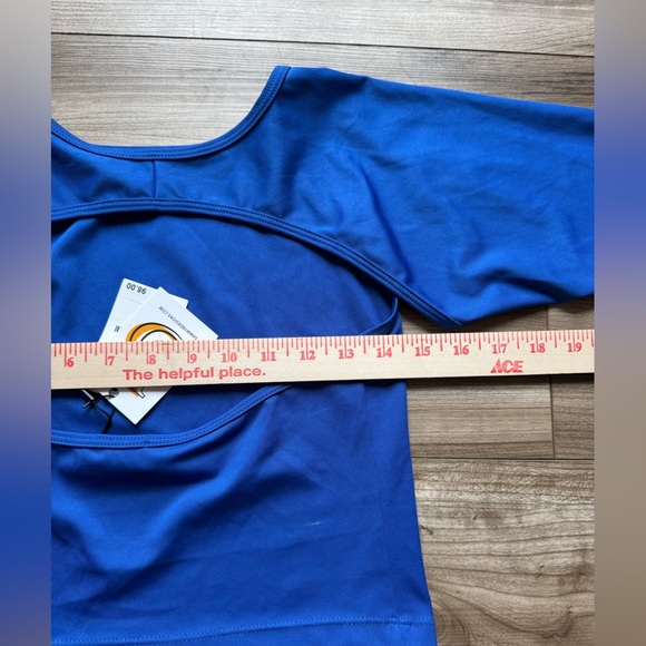 SammyB ALEXIS LONG SLV CROP TOP Blue Sz XL Open back NWT - Picture 8 of 11